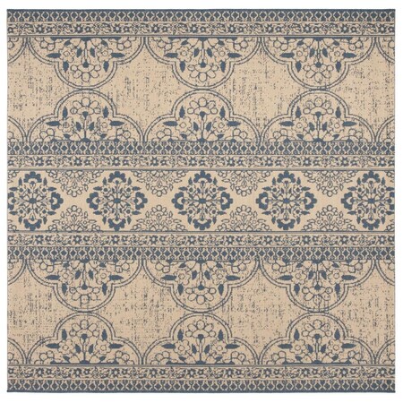 Safavieh 6 ft. 7 in. x 6 ft. 7 in. Square Linden 100 Contemporary Area Rug - Blue & Creme LND174M-6SQ